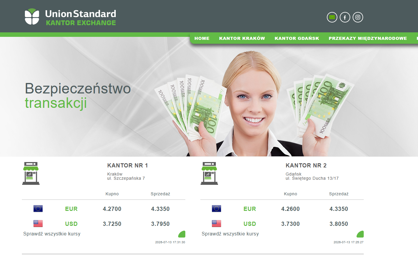 Screenshot of the Union Standard website